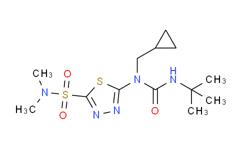 CAS No. 1233026-24-8, 5-(3-(tert-Butyl)-1-(cyclopropylmethyl)ureido)-N,N-dimethyl-1,3,4-thiadiazole-2-sulfonamide