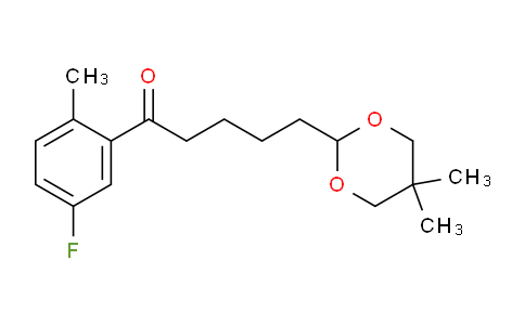 CAS No. 898755-98-1, 5-(5,5-Dimethyl-1,3-dioxan-2-yl)-5'-fluoro-2'-methylvalerophenone