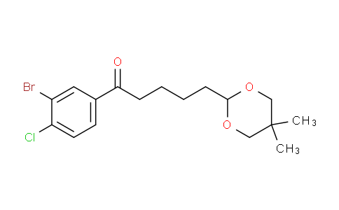 CAS No. 898757-26-1, 3'-Bromo-4'-chloro-5-(5,5-dimethyl-1,3-dioxan-2-yl)valerophenone