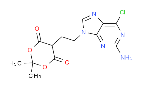CAS No. 177838-56-1, 5-(2-(2-amino-6-chloro-9H-purin-9-yl)ethyl)-2,2-dimethyl-1,3-dioxane-4,6-dione