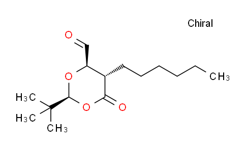 CAS No. 296242-41-6, 1,3-Dioxane-4-carboxaldehyde, 2-(1,1-dimethylethyl)-5-hexyl-6-oxo-, (2S,4R,5S)-