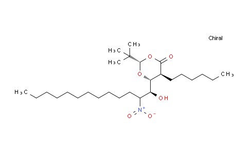 CAS No. 296242-31-4, (2S,5S,6R)-2-(tert-butyl)-5-hexyl-6-((1S)-1-hydroxy-2-nitrotridecyl)-1,3-dioxan-4-one
