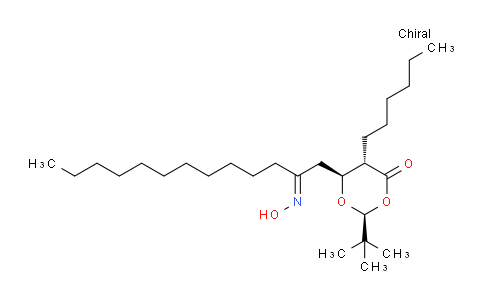 CAS No. 296242-33-6, 1,3-Dioxan-4-one, 2-(1,1-dimethylethyl)-5-hexyl-6-[2-(hydroxyimino)tridecyl]-, (2S,5S,6S)-