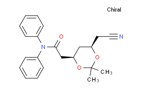 CAS No. 156051-79-5, 1,3-Dioxane-4-acetamide, 6-(cyanomethyl)-2,2-dimethyl-N,N-diphenyl-, (4R-cis)- (9CI)