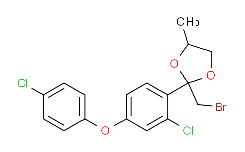 CAS No. 873012-43-2, 2-(bromomethyl)-2-(2-chloro-4-(4-chlorophenoxy)phenyl)-4-methyl-1,3-dioxolane