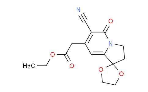 CAS No. 58610-65-4, Ethyl 2-(6'-cyano-5'-oxo-3',5'-dihydro-2'H-spiro[[1,3]dioxolane-2,1'-indolizin]-7'-yl)acetate