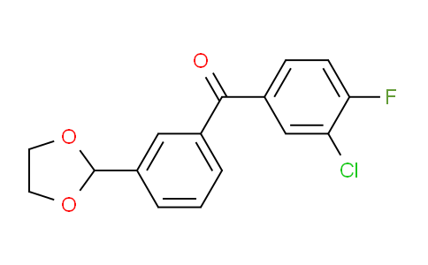 CAS No. 898759-22-3, 3-Chloro-3'-(1,3-dioxolan-2-yl)-4-fluorobenzophenone