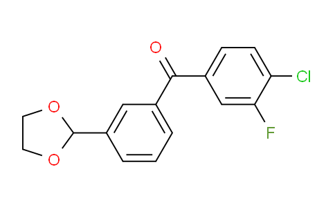 CAS No. 898779-51-6, 4-Chloro-3'-(1,3-dioxolan-2-yl)-3-fluorobenzophenone