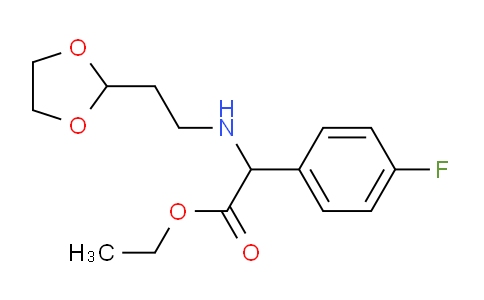 CAS No. 110862-42-5, ethyl 2-((2-(1,3-dioxolan-2-yl)ethyl)amino)-2-(4-fluorophenyl)acetate