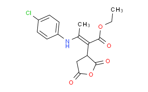 CAS No. 216876-53-8, ethyl (E)-3-((4-chlorophenyl)amino)-2-(2,5-dioxotetrahydrofuran-3-yl)but-2-enoate