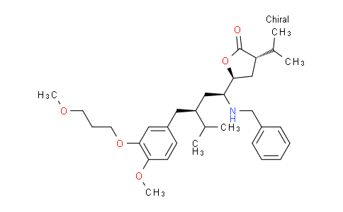 CAS No. 361460-40-4, (3S,5S)-5-((1S,3S)-1-(Benzylamino)-3-(4-methoxy-3-(3-methoxypropoxy)-benzyl)-4-methylpentyl)-3-isopropyldihydrofuran-2(3H)-one