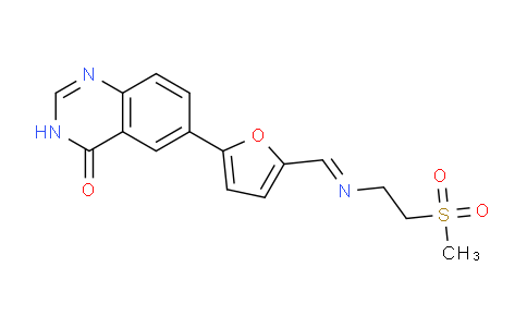 CAS No. 1631759-19-7, 4(3H)-Quinazolinone, 6-[5-[[[2-(methylsulfonyl)ethyl]imino]methyl]-2-furanyl]-