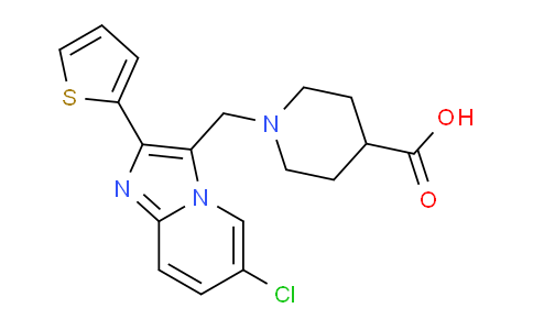 CAS No. 893612-77-6, 1-((6-Chloro-2-(thiophen-2-yl)imidazo[1,2-a]pyridin-3-yl)methyl)piperidine-4-carboxylic acid