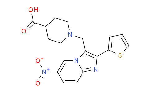 CAS No. 904817-89-6, 1-((6-Nitro-2-(thiophen-2-yl)imidazo[1,2-a]pyridin-3-yl)methyl)piperidine-4-carboxylic acid