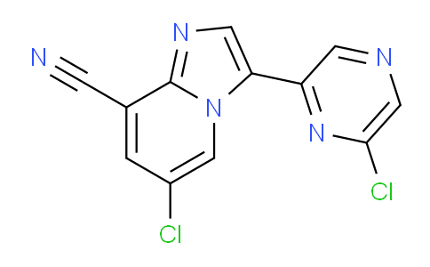 CAS No. 1956356-03-8, 6-Chloro-3-(6-chloropyrazin-2-yl)imidazo[1,2-a]pyridine-8-carbonitrile