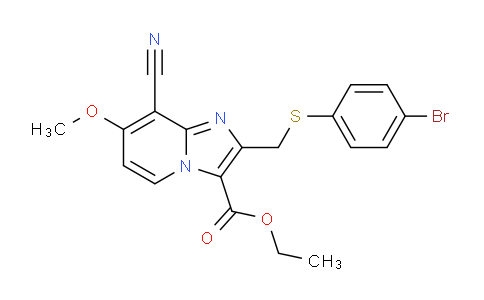 CAS No. 1704066-56-7, Ethyl 2-(((4-bromophenyl)thio)methyl)-8-cyano-7-methoxyimidazo[1,2-a]pyridine-3-carboxylate