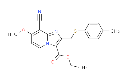 CAS No. 1704066-61-4, Ethyl 8-cyano-7-methoxy-2-((p-tolylthio)methyl)imidazo[1,2-a]pyridine-3-carboxylate