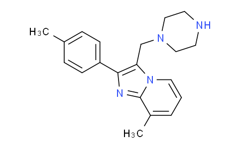 CAS No. 727975-49-7, 8-Methyl-3-(piperazin-1-ylmethyl)-2-(p-tolyl)imidazo[1,2-a]pyridine