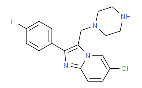 CAS No. 727976-21-8, 6-Chloro-2-(4-fluorophenyl)-3-(piperazin-1-ylmethyl)imidazo[1,2-a]pyridine