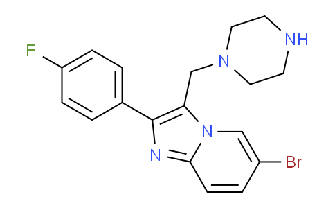 CAS No. 727977-41-5, 6-Bromo-2-(4-fluorophenyl)-3-(piperazin-1-ylmethyl)imidazo[1,2-a]pyridine