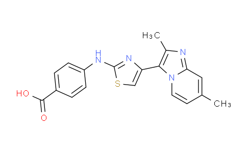 CAS No. 315704-15-5, 4-((4-(2,7-Dimethylimidazo[1,2-a]pyridin-3-yl)thiazol-2-yl)amino)benzoic acid