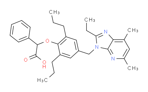 CAS No. 153275-22-0, 2-(4-((2-Ethyl-5,7-dimethyl-3H-imidazo[4,5-b]pyridin-3-yl)methyl)-2,6-dipropylphenoxy)-2-phenylacetic acid