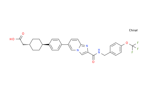 CAS No. 1449779-49-0, 2-(trans-4-(4-(2-((4-(Trifluoromethoxy)benzyl)carbamoyl)imidazo[1,2-a]pyridin-6-yl)phenyl)cyclohexyl)acetic acid