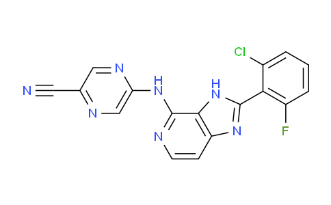 CAS No. 1334407-73-6, 5-((2-(2-chloro-6-fluorophenyl)-3H-imidazo[4,5-c]pyridin-4-yl)amino)pyrazine-2-carbonitrile
