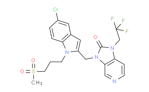 CAS No. 1383450-81-4, 3-((5-Chloro-1-(3-(methylsulfonyl)propyl)-1H-indol-2-yl)methyl)-1-(2,2,2-trifluoroethyl)-1H-imidazo[4,5-c]pyridin-2(3H)-one