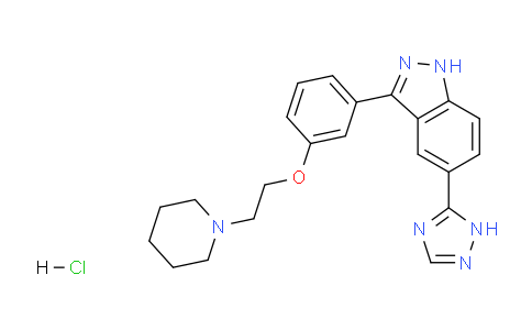 CAS No. 1438391-30-0, 3-(3-(2-(piperidin-1-yl)ethoxy)phenyl)-5-(1H-1,2,4-triazol-5-yl)-1H-indazole hydrochloride