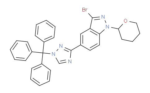 CAS No. 395102-98-4, 3-Bromo-1-(tetrahydro-2H-pyran-2-yl)-5-(1-trityl-1H-1,2,4-triazol-3-yl)-1H-indazole