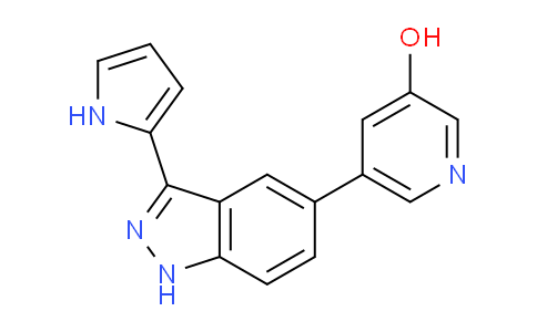 CAS No. 953408-38-3, 5-(3-(1H-Pyrrol-2-yl)-1H-indazol-5-yl)pyridin-3-ol