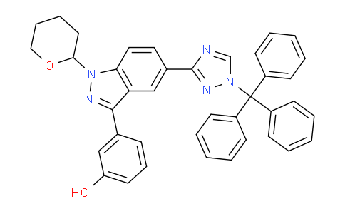 CAS No. 395104-16-2, 3-(1-(Tetrahydro-2H-pyran-2-yl)-5-(1-trityl-1H-1,2,4-triazol-3-yl)-1H-indazol-3-yl)phenol