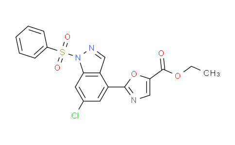 CAS No. 1254036-81-1, 5-Oxazolecarboxylic acid, 2-[6-chloro-1-(phenylsulfonyl)-1H-indazol-4-yl]-, ethyl ester