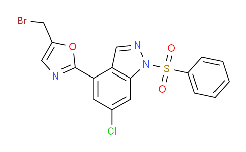 CAS No. 1254036-84-4, 2-[1-(benzenesulfonyl)-6-chloroindazol-4-yl]-5-(bromomethyl)-1,3-oxazole