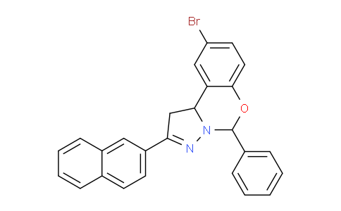 CAS No. 303060-12-0, 9-Bromo-2-(naphthalen-2-yl)-5-phenyl-5,10b-dihydro-1H-benzo[e]pyrazolo[1,5-c][1,3]oxazine