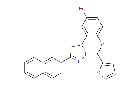 CAS No. 303059-71-4, 9-Bromo-2-(naphthalen-2-yl)-5-(thiophen-2-yl)-5,10b-dihydro-1H-benzo[e]pyrazolo[1,5-c][1,3]oxazine