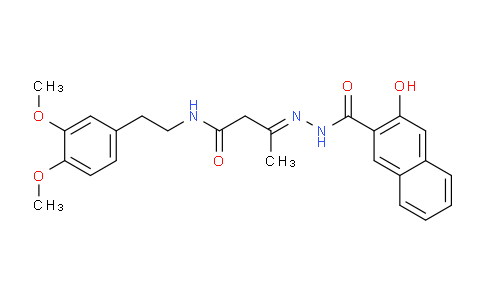 CAS No. 331441-40-8, N-(3,4-Dimethoxyphenethyl)-3-(2-(3-hydroxy-2-naphthoyl)hydrazono)butanamide