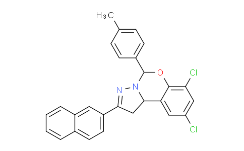 CAS No. 303060-39-1, 7,9-Dichloro-2-(naphthalen-2-yl)-5-(p-tolyl)-5,10b-dihydro-1H-benzo[e]pyrazolo[1,5-c][1,3]oxazine