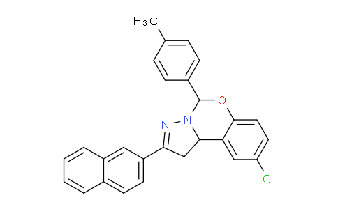 CAS No. 303060-23-3, 9-Chloro-2-(naphthalen-2-yl)-5-(p-tolyl)-5,10b-dihydro-1H-benzo[e]pyrazolo[1,5-c][1,3]oxazine