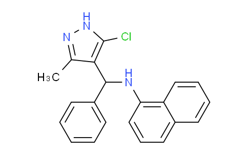 CAS No. 488120-09-8, N-((5-Chloro-3-methyl-1H-pyrazol-4-yl)(phenyl)methyl)naphthalen-1-amine