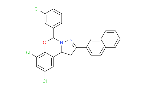 CAS No. 303060-36-8, 7,9-Dichloro-5-(3-chlorophenyl)-2-(naphthalen-2-yl)-5,10b-dihydro-1H-benzo[e]pyrazolo[1,5-c][1,3]oxazine