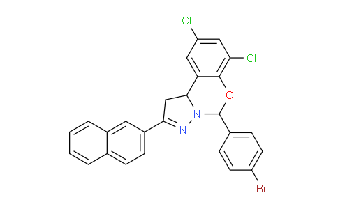 CAS No. 303060-38-0, 5-(4-Bromophenyl)-7,9-dichloro-2-(naphthalen-2-yl)-5,10b-dihydro-1H-benzo[e]pyrazolo[1,5-c][1,3]oxazine