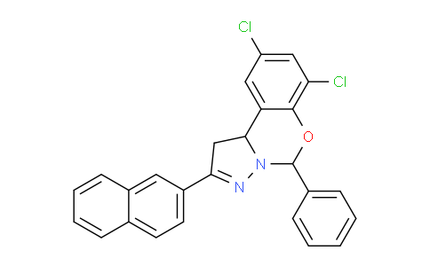 CAS No. 303060-34-6, 7,9-Dichloro-2-(naphthalen-2-yl)-5-phenyl-5,10b-dihydro-1H-benzo[e]pyrazolo[1,5-c][1,3]oxazine