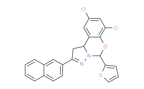CAS No. 303060-65-3, 7,9-Dichloro-2-(naphthalen-2-yl)-5-(thiophen-2-yl)-5,10b-dihydro-1H-benzo[e]pyrazolo[1,5-c][1,3]oxazine