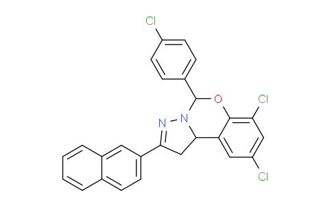 CAS No. 303060-35-7, 7,9-Dichloro-5-(4-chlorophenyl)-2-(naphthalen-2-yl)-5,10b-dihydro-1H-benzo[e]pyrazolo[1,5-c][1,3]oxazine