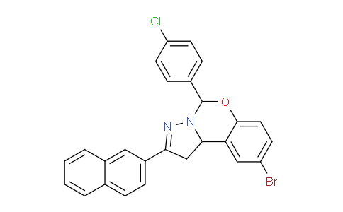 CAS No. 303060-16-4, 9-Bromo-5-(4-chlorophenyl)-2-(naphthalen-2-yl)-5,10b-dihydro-1H-benzo[e]pyrazolo[1,5-c][1,3]oxazine