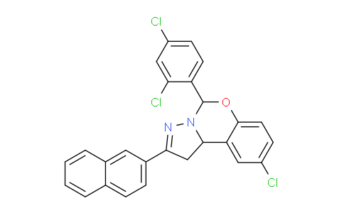 CAS No. 303060-25-5, 9-Chloro-5-(2,4-dichlorophenyl)-2-(naphthalen-2-yl)-5,10b-dihydro-1H-benzo[e]pyrazolo[1,5-c][1,3]oxazine