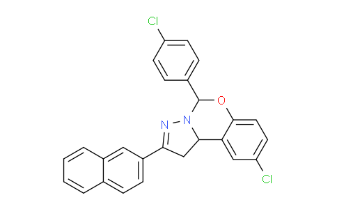 CAS No. 303060-24-4, 9-Chloro-5-(4-chlorophenyl)-2-(naphthalen-2-yl)-5,10b-dihydro-1H-benzo[e]pyrazolo[1,5-c][1,3]oxazine