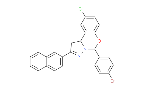 CAS No. 303060-28-8, 5-(4-Bromophenyl)-9-chloro-2-(naphthalen-2-yl)-5,10b-dihydro-1H-benzo[e]pyrazolo[1,5-c][1,3]oxazine